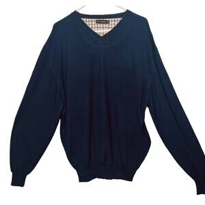 Paul Frederick Mens Sweater Size XXL Italian Merino Blue Pullover Long Sleeve